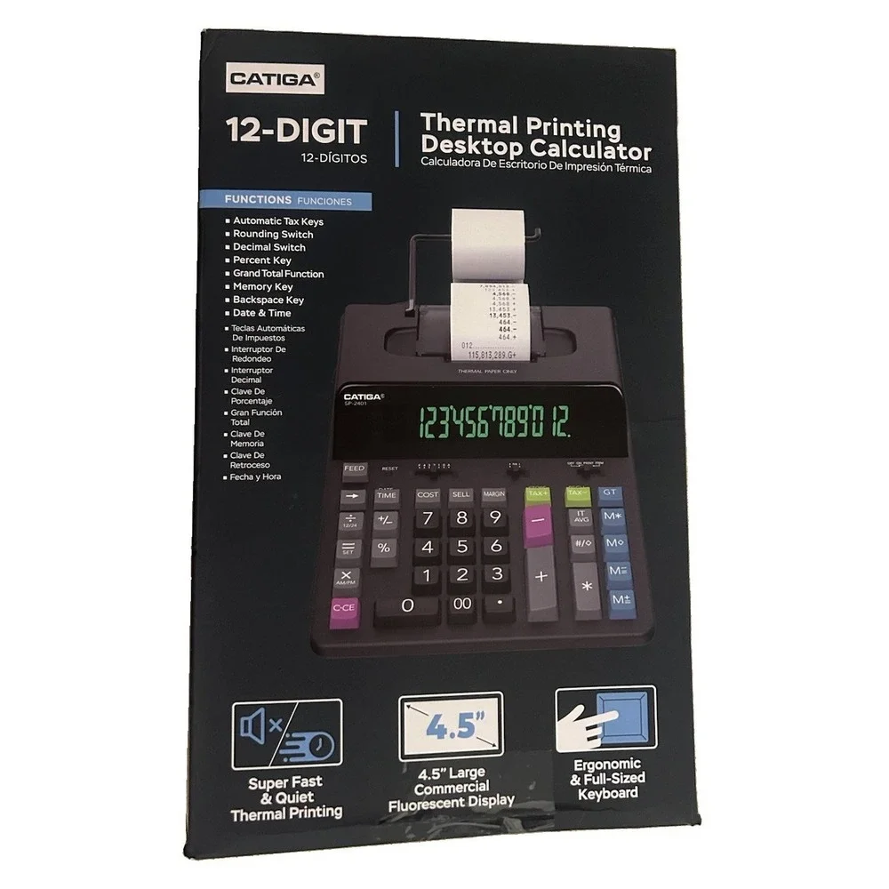 CATIGA 12 Digit Thermal Printing Calculator with Tape Print Out Ink-Free SP-2401
